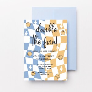 Double the Fun Birthday Invitation Template, Twin Birthday Invitation ...