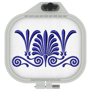 Griechische Palmette (Anthemion) Stickdatei: Endlos Bordüre Muster (Digitaler Download)