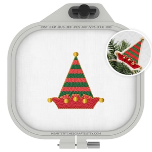 Elf Hat Machine Embroidery Design: Festive Christmas Headwear (Instant Download)