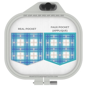 Plaid Pocket Machine Embroidery Designs: 15 Plaid Combinations, Real And Faux Pocket Applique Bundle, Clothing Repair & Upcycling