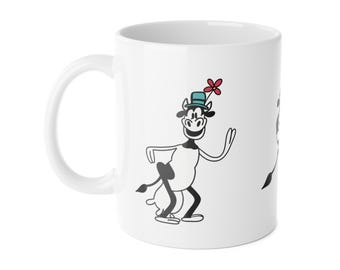 Vintage Disney Cow Mug, Hand-Drawn Cartoon