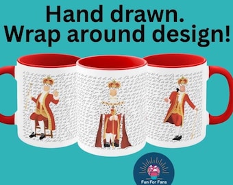 Hamilton King George Mug: Funny Broadway Coffee Cup, Hand-Drawn Design