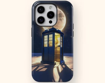 Etui na iPhone'a z motywem Tardis z Dr Who, Prezent dla fana Dr Who, Prezent Tardis, Whovian, Budka policyjna, Wehikuł czasu, Wybuchające pudełko, Mashup Art, Etui Glow Co.