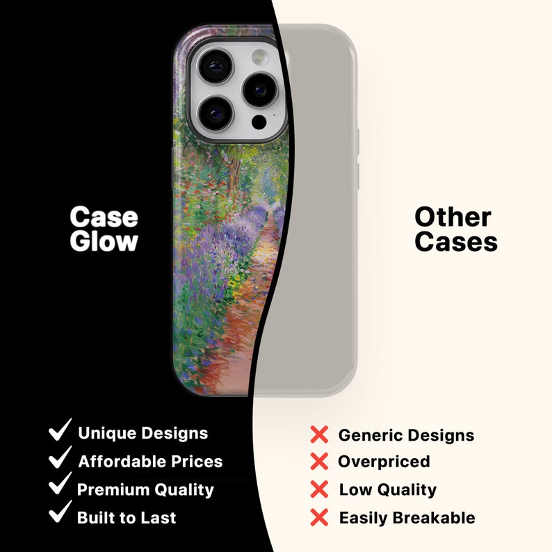 Claude Monet "Garden at Giverny" Inspire Phone Case Famous Impressionism Fine Art Cover Gift for Art Lover Floral Monet Painting Phone Cover image 3