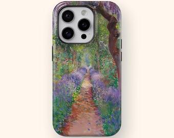 Claude Monet "Garden at Giverny" Inspire Phone Case Famous Impressionism Fine Art Cover Gift for Art Lover Floral Monet Painting Phone Cover