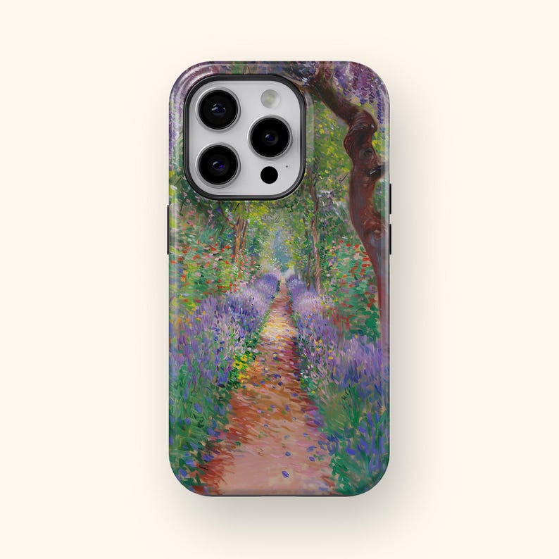 Claude Monet "Garden at Giverny" Inspire Phone Case Famous Impressionism Fine Art Cover Gift for Art Lover Floral Monet Painting Phone Cover image 1
