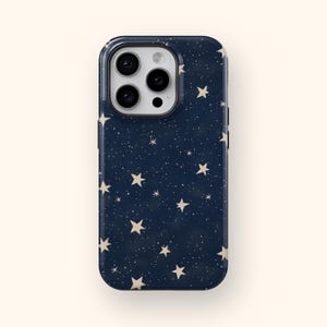 Custodia per telefono cielo stellato, blu notte, estetica, stelle celesti, cover per iPhone 16, 15, 14, 13, 12, Samsung Galaxy S24, S23, S22, S21, regalo