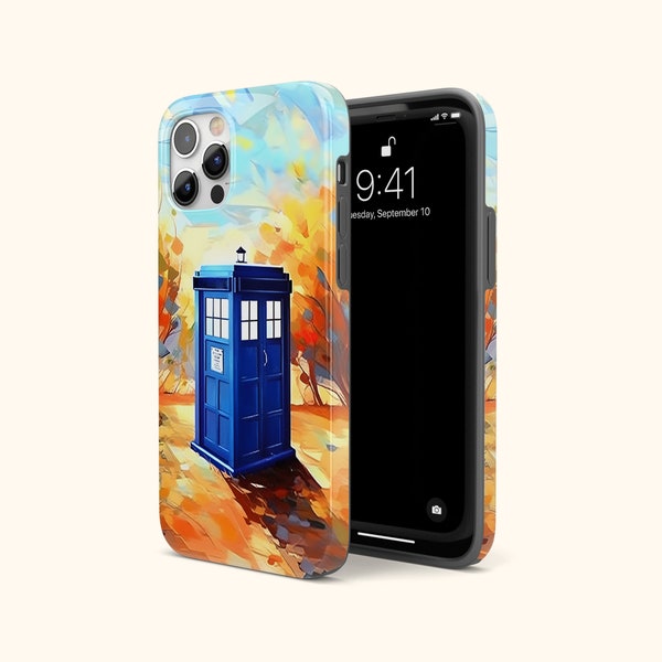 Doctor Who TARDIS  iPhone Case, Blue Police Box Phone Cover For iPhone 14 13 12 Mini XR 7 8 Case, Gift for Artists, Colorscape, Case Glow Co