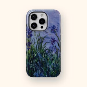 Claude Monet &quot;Irises&quot; Phone Case, Oil Painting Cover Fit for iPhone, Monet Garden Art, Museum Impressionist Design, Famous Oil Painting Case