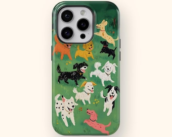 Dog Phone Case Cute Dog iPhone Case Dog Lover Phone Case Colorful Dog Cartoon Art Dog Collage Phone Case Unique Dog Gifts Kawaii Phone Case