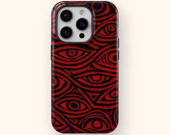 Red Eye Pattern Phone Case For iPhone 16 15 14 13 12 11 And Samsung Galaxy S25 S24 S23 S22 S21 Gothic Creepy Horror Gift