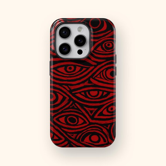 Red Eye Pattern Phone Case For iPhone 16 15 14 13 12 11 And Samsung Galaxy S25 S24 S23 S22 S21 Gothic Creepy Horror Gift