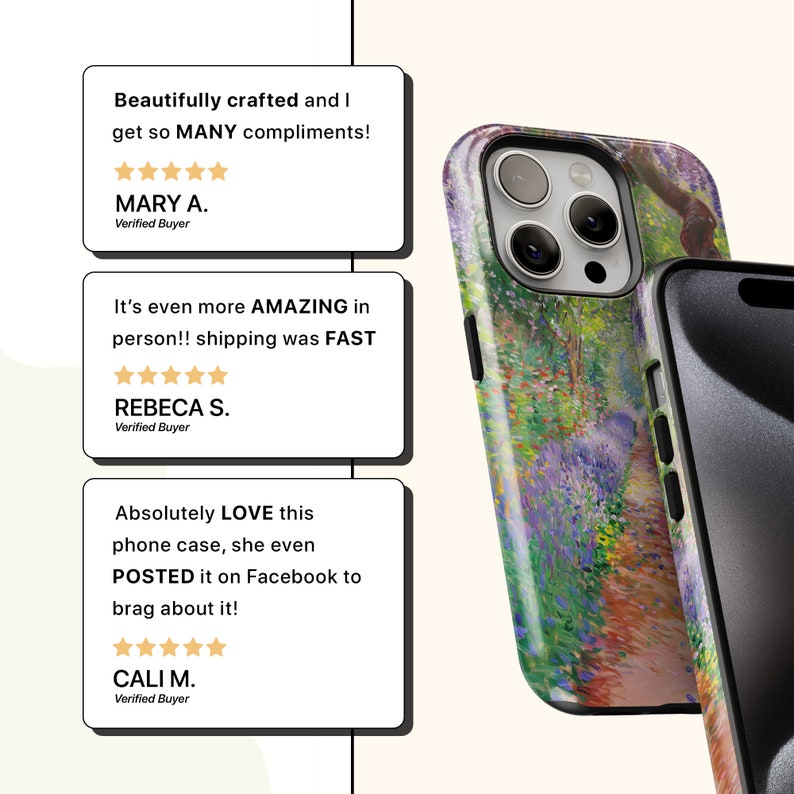 Claude Monet "Garden at Giverny" Inspire Phone Case Famous Impressionism Fine Art Cover Gift for Art Lover Floral Monet Painting Phone Cover image 9