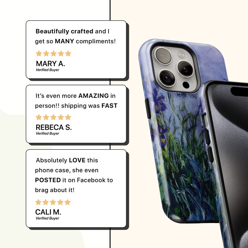 Może przedstawiać: Etui na telefon z niebieskim i zielonym wzorem kwiatowym. Etui jest przeznaczone do iPhone'a i ma wystający obiektyw aparatu. Etui jest pokazane z czarnym telefonem w środku.