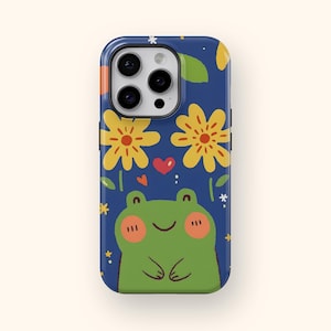 Funda de teléfono con forma de rana, funda de teléfono con forma de sapo, funda de teléfono con forma de animal estilo cottagecore, regalo de rana adorable, funda de teléfono con anfibios de dibujos animados peculiares para amantes de las ranas