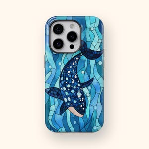Whale Shark Phone Case Stained Glass Marine Life Ocean Phone Case Mosaic Art Sea Life Phone Cover Aquatic Phone Case Nautical Glass Art