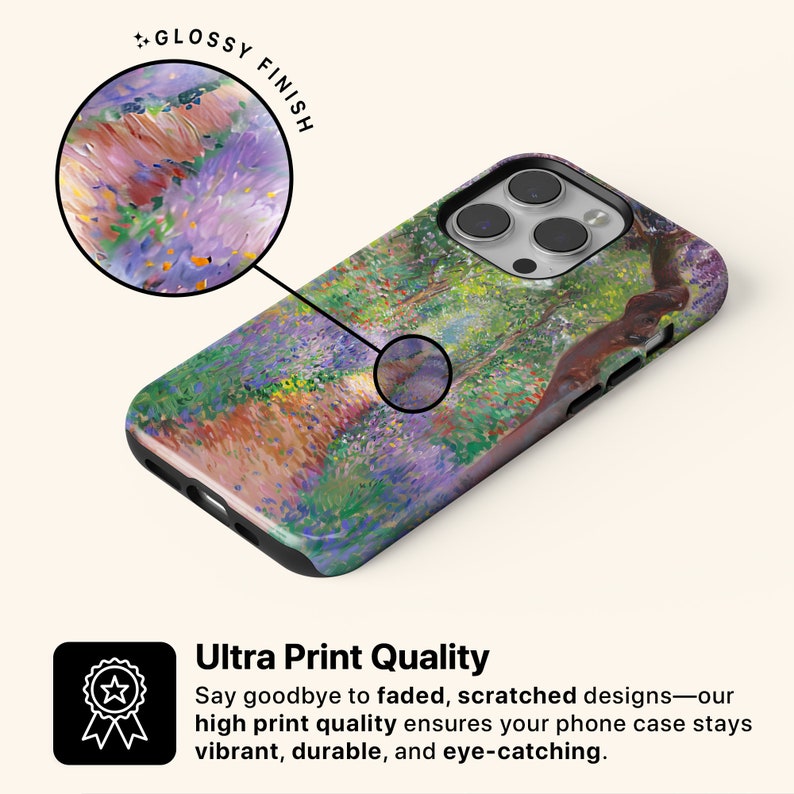 Claude Monet "Garden at Giverny" Inspire Phone Case Famous Impressionism Fine Art Cover Gift for Art Lover Floral Monet Painting Phone Cover image 5