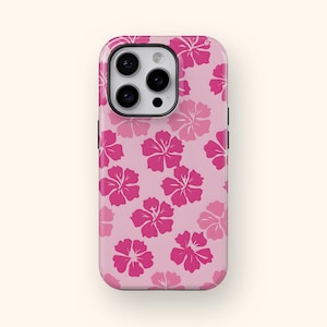 Hibiscus iPhone Case Summer Floral Phone Case Tropical Design for iPhone Cute Flower Pattern Hawaiian Vibe