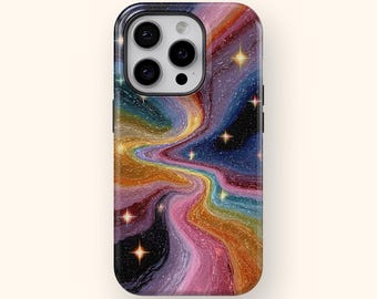 Galaxy Phone Case for iPhone 17 16 15 14 13 12 11 and Samsung Galaxy S25 24 S23 S22 S21 Cosmic Psychedelic Swirl
