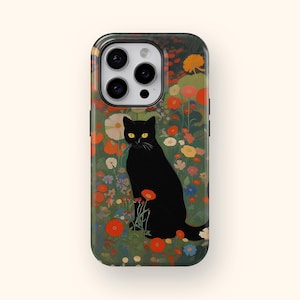 Gustav Klimt Black Cat iPhone Case, Famous Painting Cases, Cat Case, Fine Art Cover, Klimt iPhone Case, For iPhone 14 13 12 Mini XR 7 8 Case