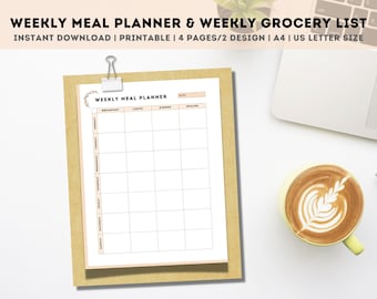 Weekly Meal Planner | Weekly Meal Planner and Shopping List | Printable Meal Planner | Weekly Meal Planner Digital | Meal Planner Template