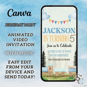 Train Birthday Invitation Editable Canva Template, All Aboard Kids Party Invite, Customizable Train Theme Invite for Boys & Girls