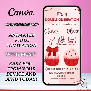 Editable Joint Party Birthday Invitation, Perfect for Sibling or Double Birthday Celebrations! Editable Canva Template for ANY AGE & Gender
