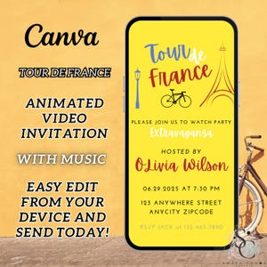 Tour de France Invitation Tour de France 2025, Le Tour de France Bike Invitations Tour de France Party Invite Le Tour de France Invite Party