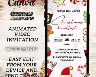 Christmas Breakfast Invitation, Christmas Donuts, Breakfast With Santa ...