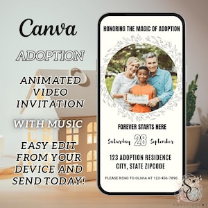 Editable Adoption Invitation, Adoption Party Court Announcement Invite, Editable Vintage Adoption Template