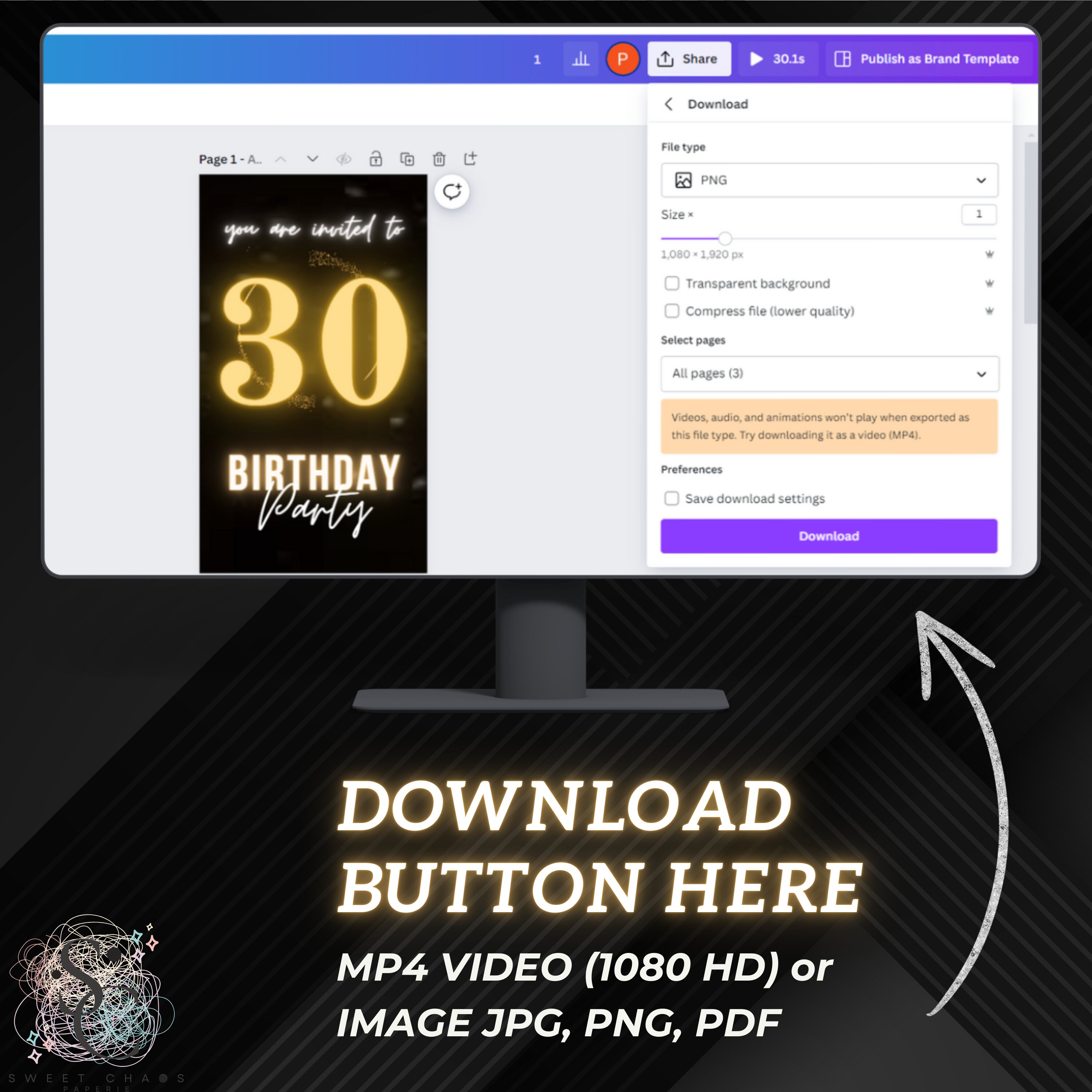 Animated Golden 21st Birthday Video Invitation, Digitally 21st Birthday ...