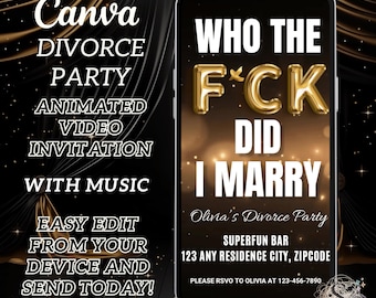 Funny GOLD Divorce Party Invitation, Editable Break Up Party Invite, Printable Divorce Card, Newly Single Celebration, Instant Download