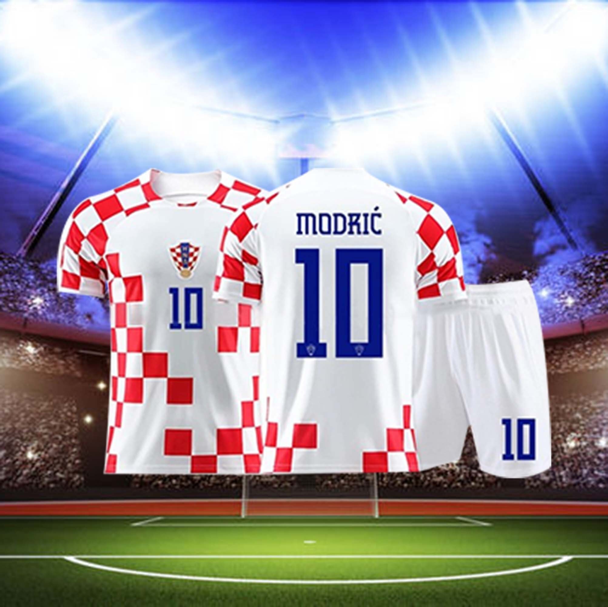 finekeys New Croatia Home Soccer Jersey World Cup 2022 Men Adult Modric #10 XL / Modric #10