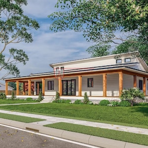 1800 SF Modern House 74X50 - 3 Bedroom | 2 Bath | 2 Office- Drawings Blueprints