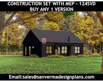 Barndominium Plan  | 2 Bedroom 2 Bath Small House - 124SVD Versions