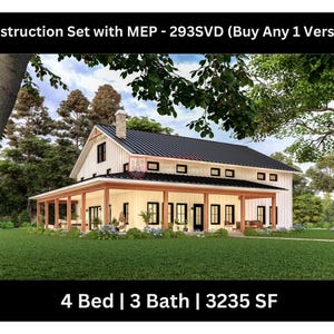 4 Bedroom Barndominium Floor Plan | 3 Bath -  3200SF Drawing Blueprint #293SVD