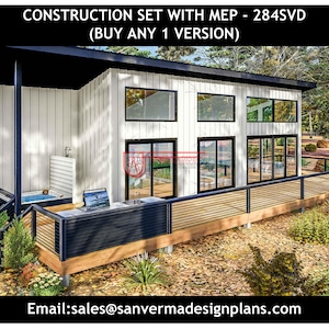 960 SF Barndominium Cabin ADU - Full Set Versions - Drawing Blueprints #284SVD