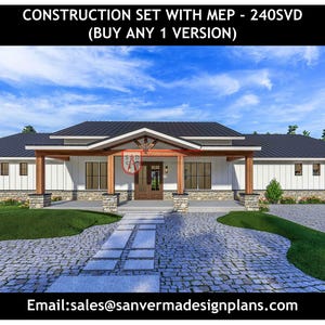 4-Bedroom Barndominium Floor Plan | 3.5 Bath | 2 Car Garage - 2622 Sq Ft #240SVD Versions