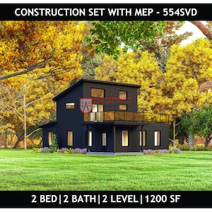 Pianta di un Barndominium con 2 camere da letto / Pianta moderna di 1200 piedi quadrati / Pianta della casa 24x36 / PDF istantaneo 554SVD