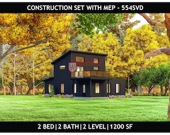 Modern Barndominium Plan | 2 Bed, 1200 sq ft House (PDF) | 554SVD