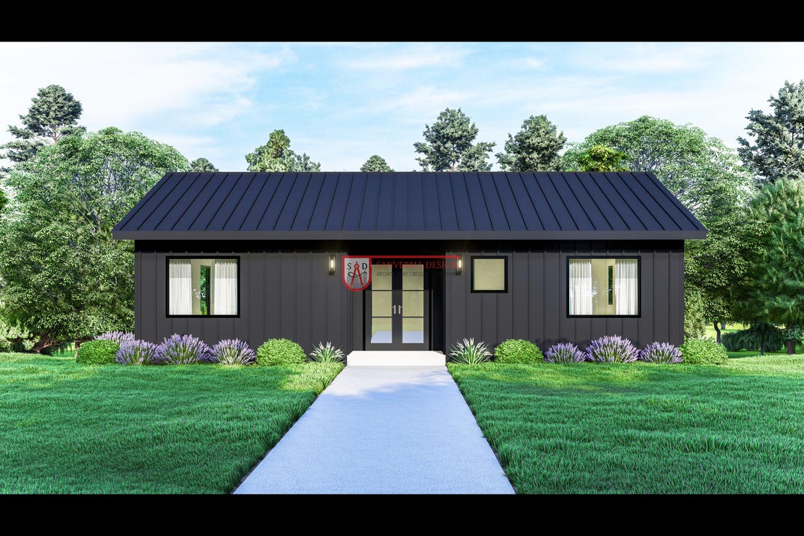 Modern 2 Bedroom House Plan | 1200 Sq Ft With Walkout Basement (PDF ...