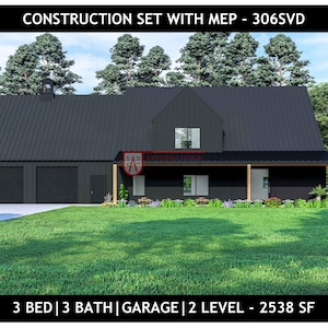 3-Bedroom Barndominium Floor Plan with shop (PDF) | 306SVD