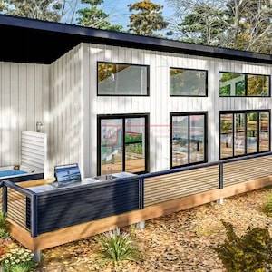 960 SF Barndominium Cabin ADU - 50x24 | 2 Bed | 2 Bath- Drawing Blueprints