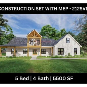 5 Bedroom Barndominium Floor Plan - Drawing Blueprints 212SVD