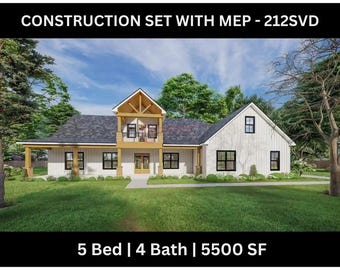 5 Bedroom Barndominium Floor Plan - Drawing Blueprints 212SVD