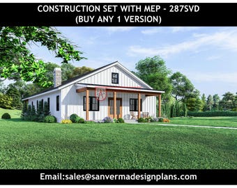 40x50 Barndominium Plan – 4 Bedroom 3 Bath with Porch – 287SVD Versions