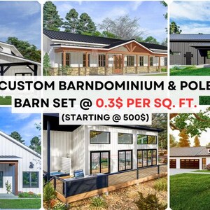 Aangepaste Barndominium-plattegrondset, paalschuur, boerderij | Blauwdrukken tekenen