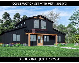Barndominium Floor Plan 3 Bed with Loft – Plan 305SVD