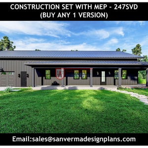 2 Bedroom Barndominium Floor Plan | 2.5 Bathroom | Garage - Drawings Blueprints - #247SVD Versions