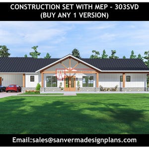 4 Bedroom Barndominium Floor Plan | 3.5 Bath - Drawing  Blueprints #303SVD Versions